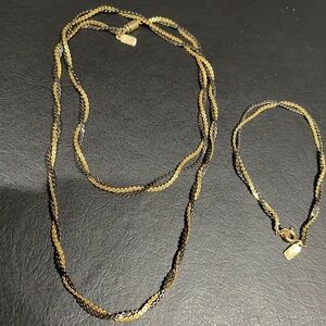 BLACK Gold Tone Necklace Bracelet Set